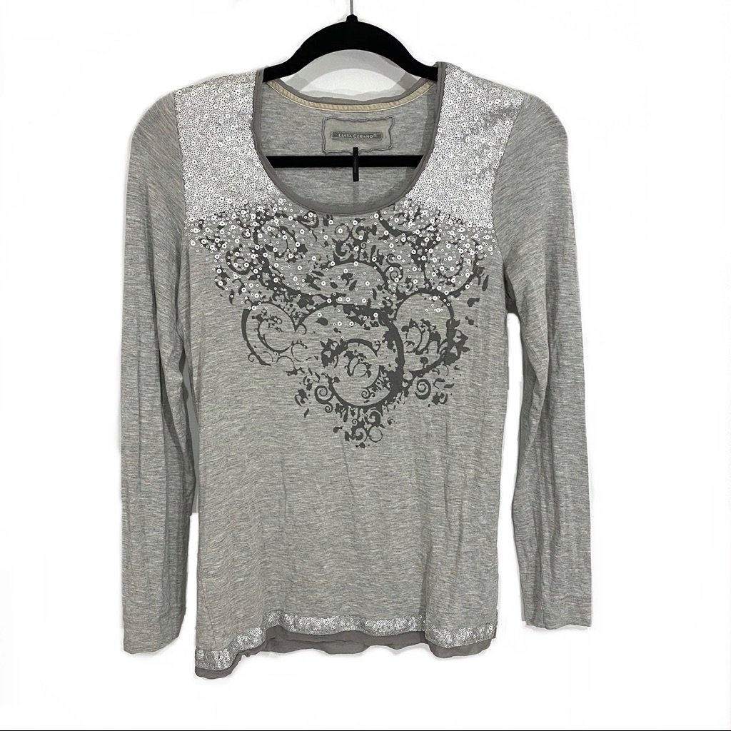 Luisa Cerano Gray Long Sleeve Tee